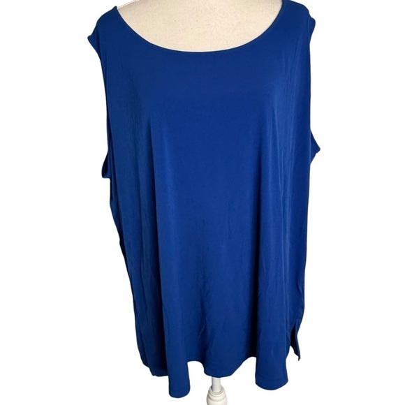 Susan Graver Medium Blue Modern Essentials Sleeveless Tank Top Women's Size 3XP - Picture 1 of 6